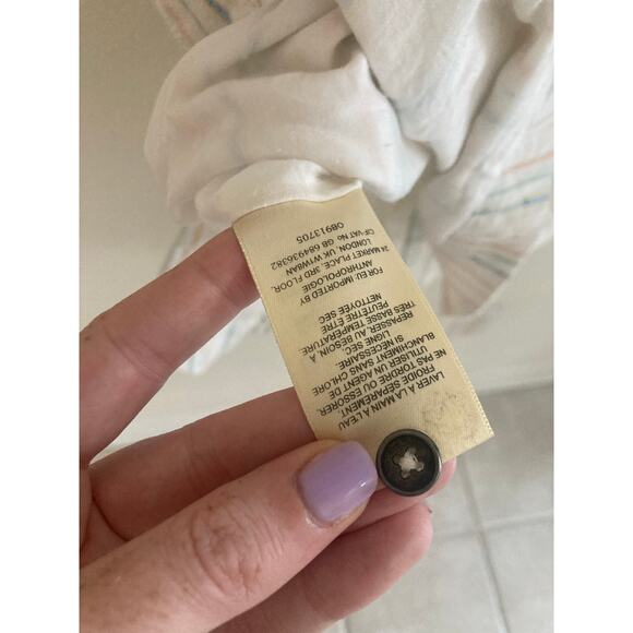 EUC Anthropologie Maeve Striped Button Down Tie Front Dress Beach Cotton 4 - Picture 11 of 13